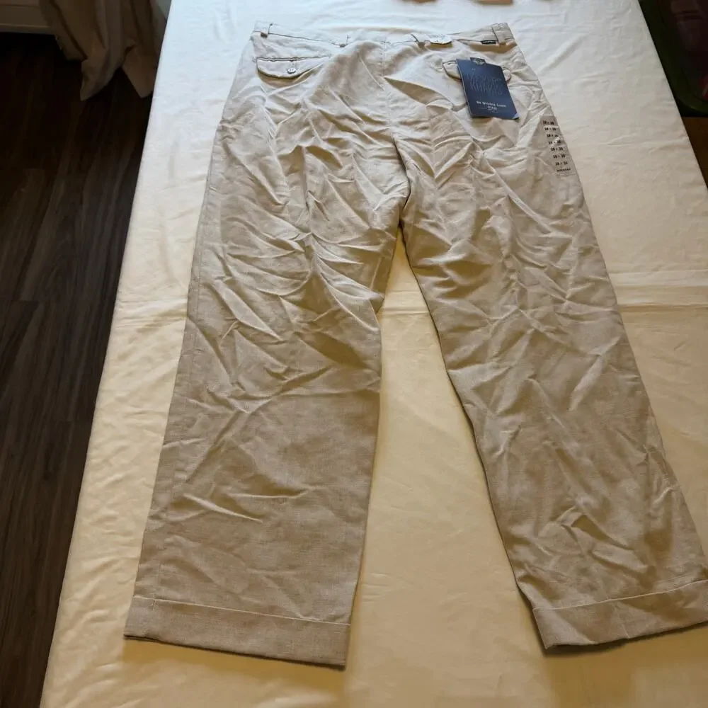 NWT Dockers Tan Linen Trouser Pant 36 x 30